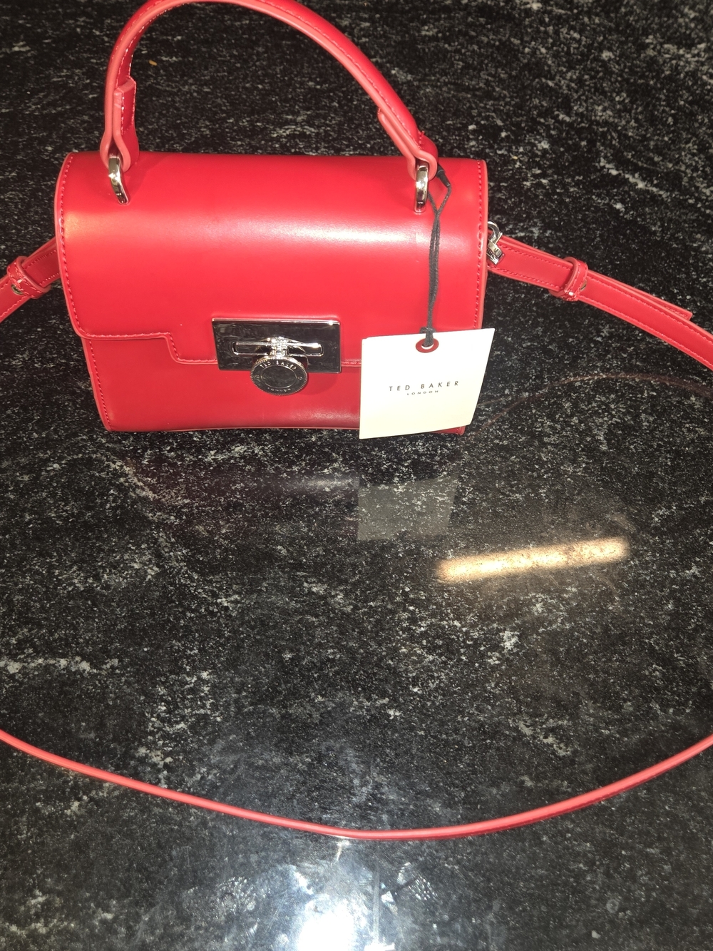 Ted Baker Red Leather Top-Handle Crossbody Bag